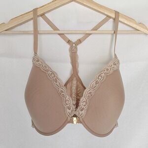 Natori Bra 34DDD Beige Lace Racerback Front Closure Bra 17010
